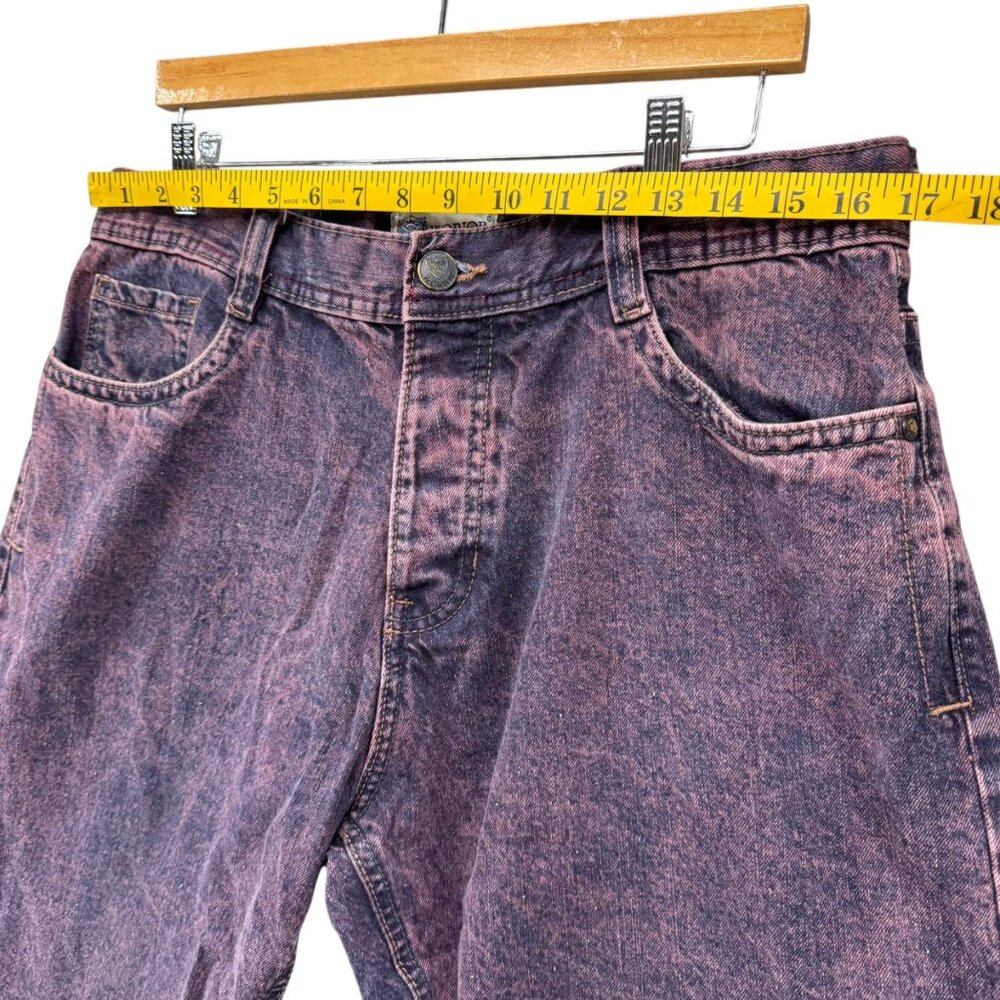 Worior Collection Jean Shorts Mens Purple Acid Wash Denim Button Fly 12" Size 34 - Picture 6 of 10
